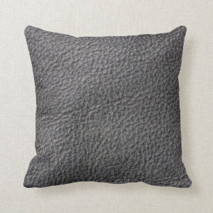Coussin Carreau avec simili cuir gris-foncé