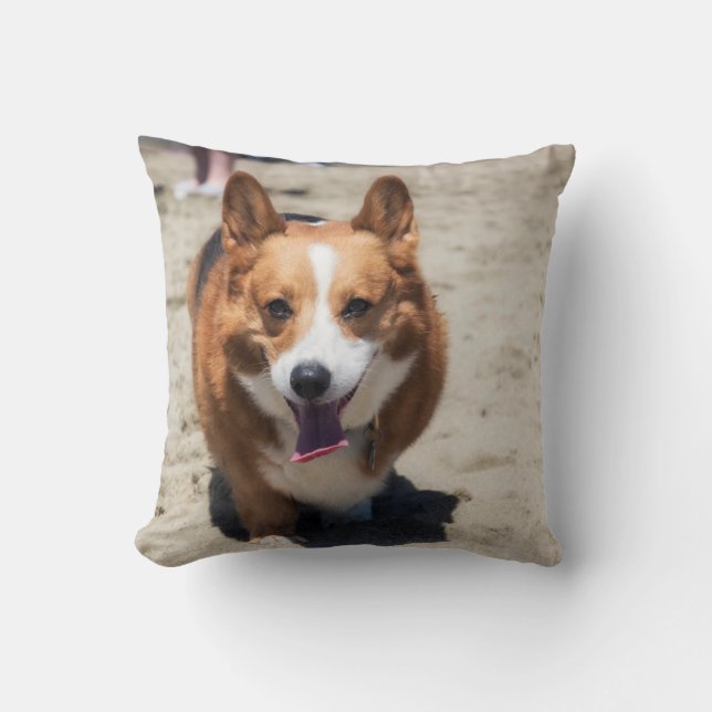 Coussin Carreau bilatéral de corgi adorable (Recto)