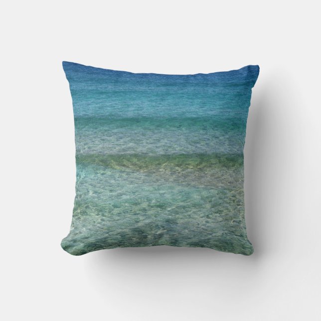 Coussin Carreau bleu 16" d'abrégé sur océan d'Aqua x 16" (Recto)