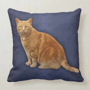 Coussin Carreau bleu de concepteur de chat de gingembre