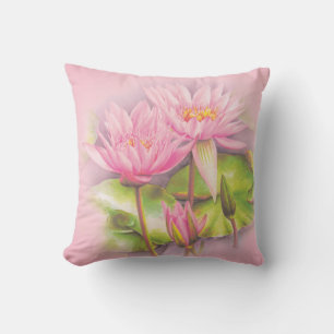 Coussin Carreau botanique de rose de beaux-arts de