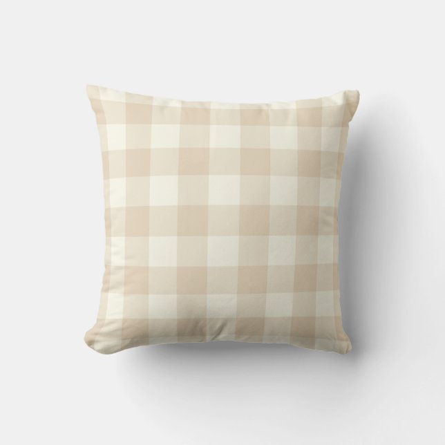 Coussin Carreau Brown de guingan d'ivoire (Recto)