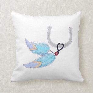 Coussin Carreau coloré en fer à cheval de plumes