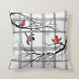 Coussin Carreau confortable d'oiseaux d'hiver de cottage