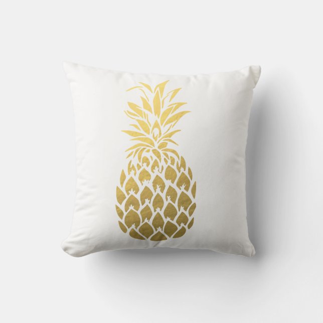 Coussin Carreau d'ananas de feuille d'or (Recto)