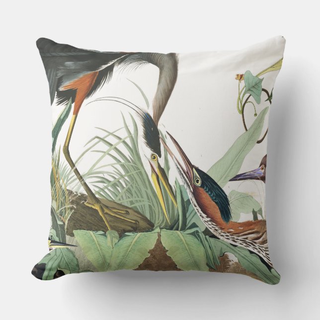 Coussin Carreau d'animal de faune d'oiseau de héron (Recto)