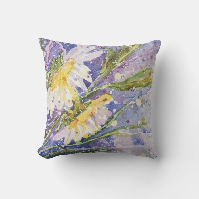 Coussin Carreau d'aquarelle de marguerite (Recto)