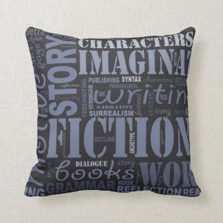 Coussin Carreau d'art du mot de l'auteur bleu de fiction