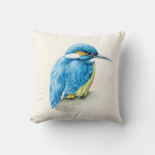 Coussin Carreau de beaux-arts d'oiseau de martin-pêcheur