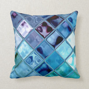 Coussin Carreau de bleu d'eau profonde de colombe d'océan
