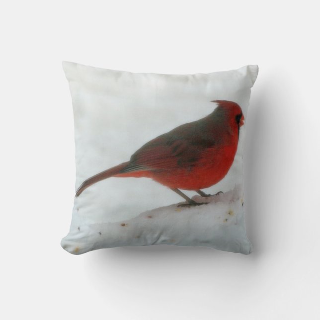 Coussin Carreau de cardinal d'hiver (Recto)