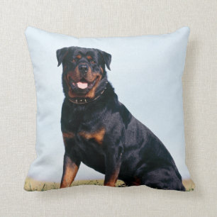 Coussin Carreau de carré de portrait de rottweiler