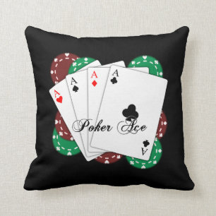 Coussin Carreau de cartes de jeu d'as de tisonnier