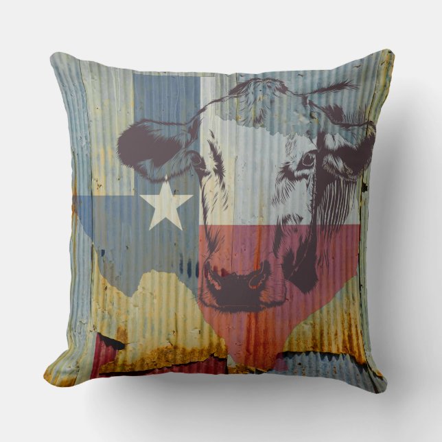 Coussin Carreau de Chambre de bétail du Texas (Recto)