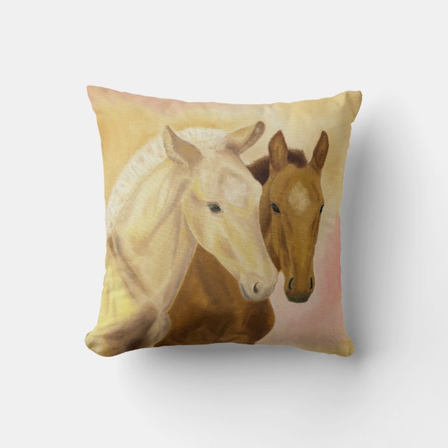 Coussin Carreau de cheval de deux poulains (Recto)