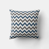 Coussin Carreau de Chevron de bleu marine et de gris (Verso)