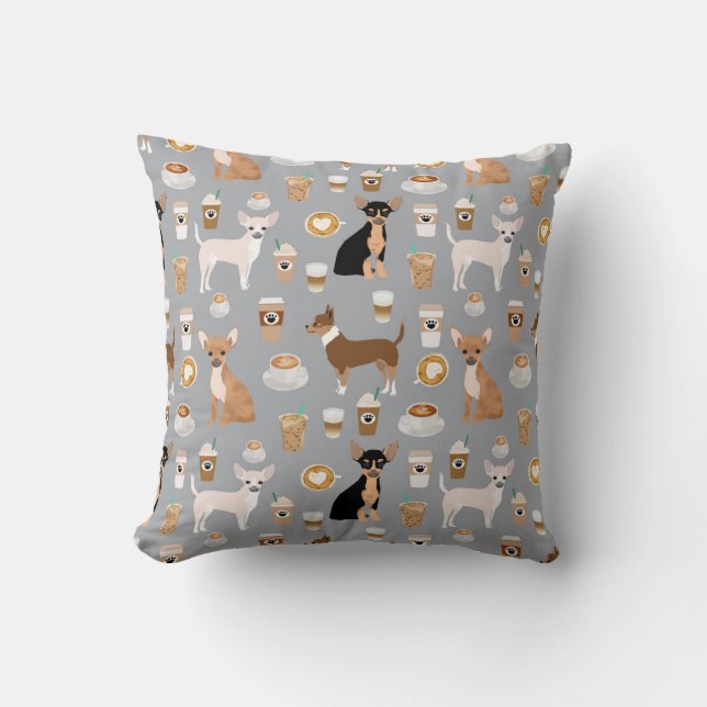 Coussin Carreau de chiwawas et de café (Recto)