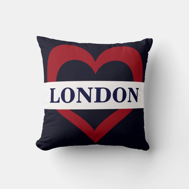 Coussin carreau de coeur de Londres de marine (Recto)