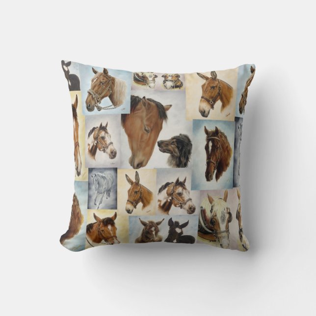 Coussin Carreau de collage de cheval (Recto)