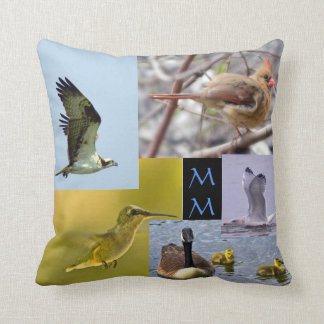 Coussin carreau de collage de photo d'oiseau