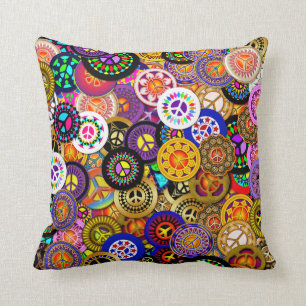 Coussin Carreau de collage de signes de paix