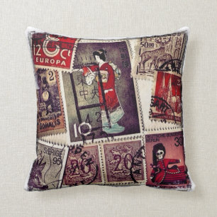Coussin Carreau de collection de timbre