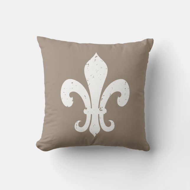 Coussin Carreau de color fleur de lis de Taupe (Recto)