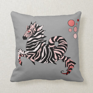 Coussin Carreau de corail d'hippocampe de zèbre