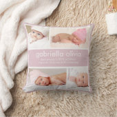 Coussin Carreau de faire-part de naissance de lavande (Couverture)
