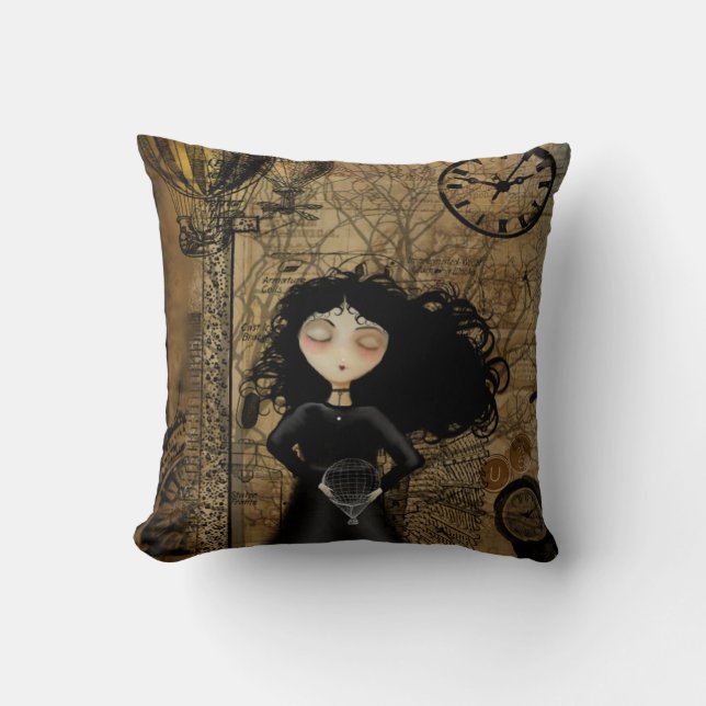Coussin Carreau de fille de Steampunk (Recto)