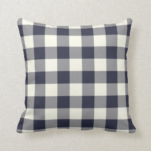 Coussin Carreau de guingan de bleu marine