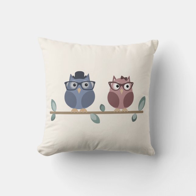 Coussin Carreau de hiboux de hippie (Recto)
