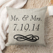 Coussin Carreau de M. et de Mme Wedding Linen Burlap (Couverture)
