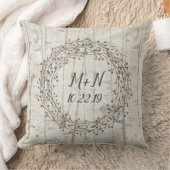 Coussin Carreau de mariage de monogramme de guirlande en (Couverture)