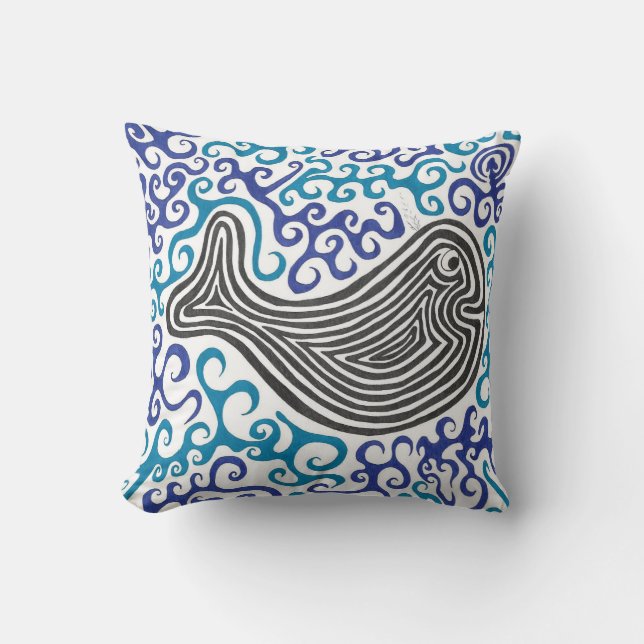 Coussin Carreau de mer de remous de bleu de baleine (Recto)