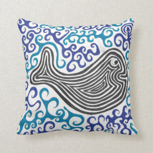 Coussin Carreau de mer de remous de bleu de baleine