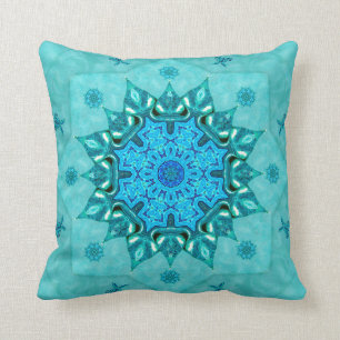 Coussin Carreau de Mojo de mandala de nature de turquoise