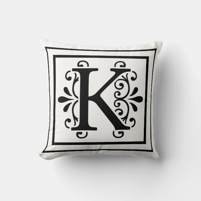 Coussin Carreau de monogramme de la lettre K (Recto)