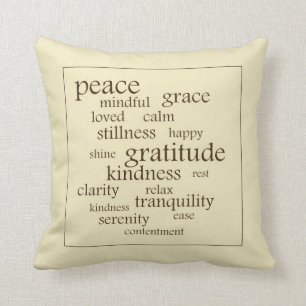 Coussin Carreau de mots de sérénité et de paix