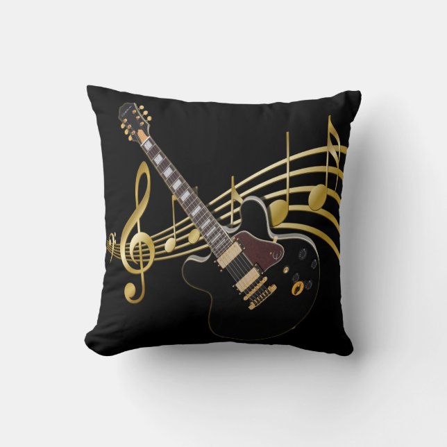 Coussin Carreau de musique de guitare (Recto)