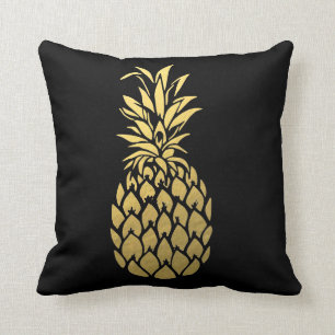 Coussin Carreau de noir d'ananas de feuille d'or