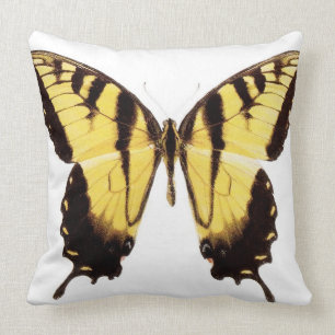 Coussin Carreau de papillon de machaon en jaune/noir