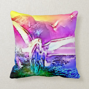 Coussin Carreau de peluche d'art d'imaginaire de Pegasus