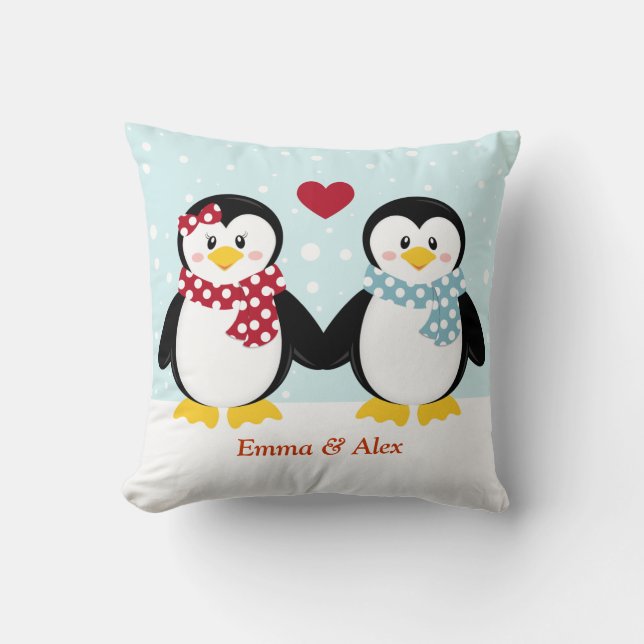 Coussin Carreau de pingouins de vacances (Recto)