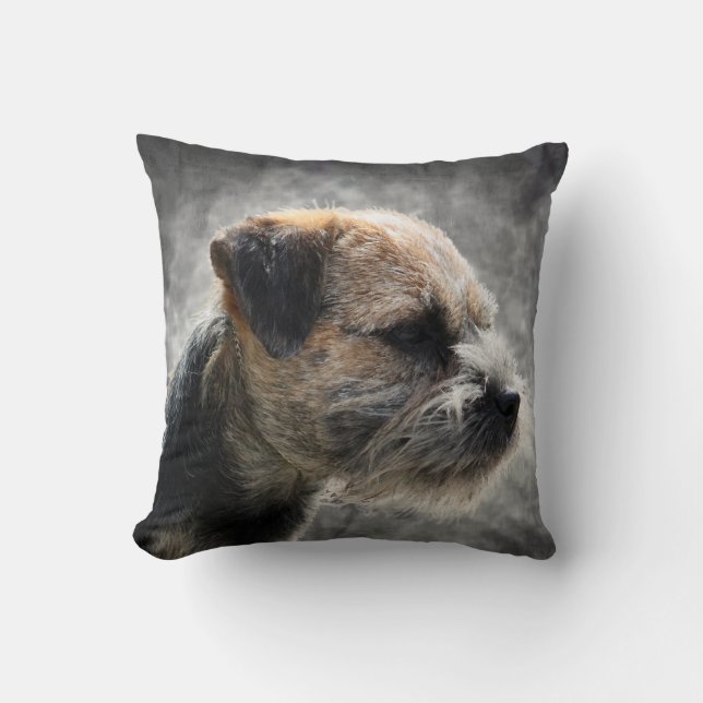 Coussin Carreau de polyester de Terrier de frontière (Recto)