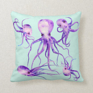 Coussin Carreau de poulpe d'aquarelle