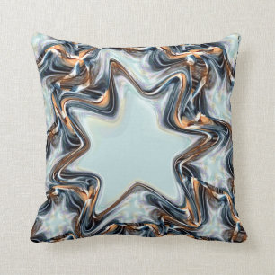 Coussin Carreau de réversible de fractale d'étoile bleue