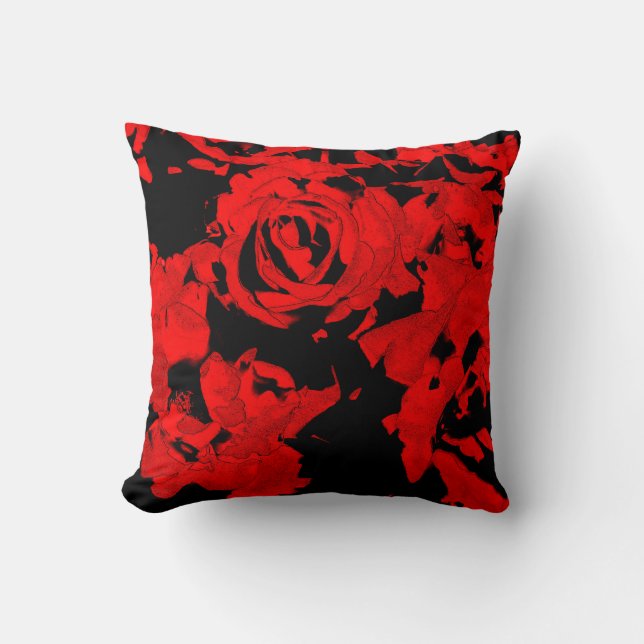 Coussin Carreau de rose de rouge et de noir (Recto)