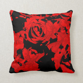 Coussin Carreau de rose de rouge et de noir