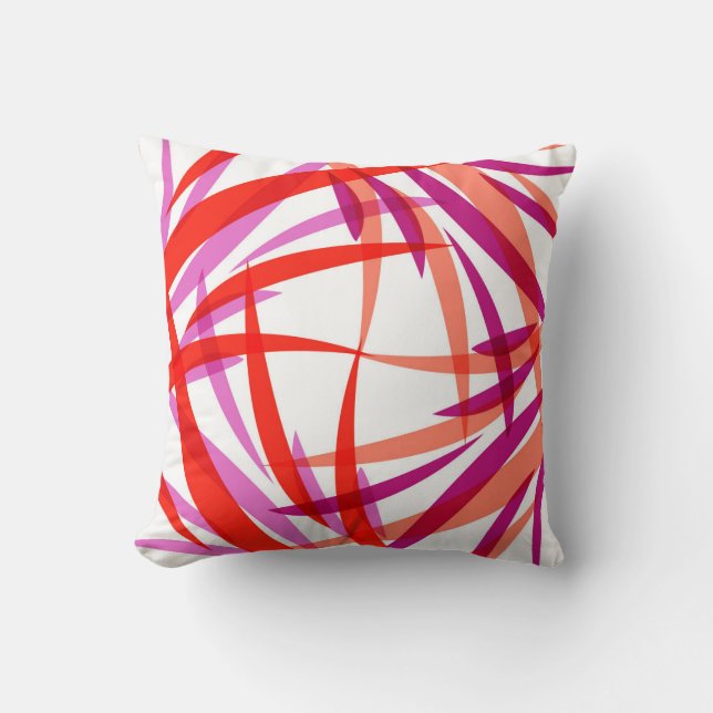 Coussin Carreau de rose saumoné et de pourpre. Barres de (Recto)